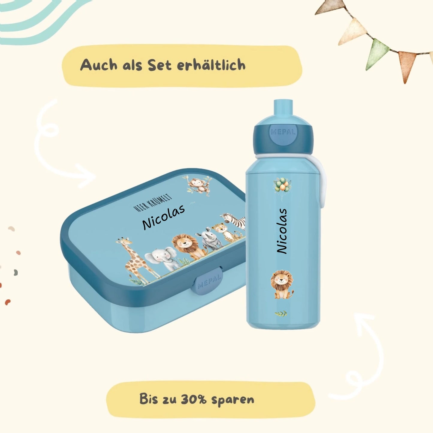 Mepal Flasche Set blau safari