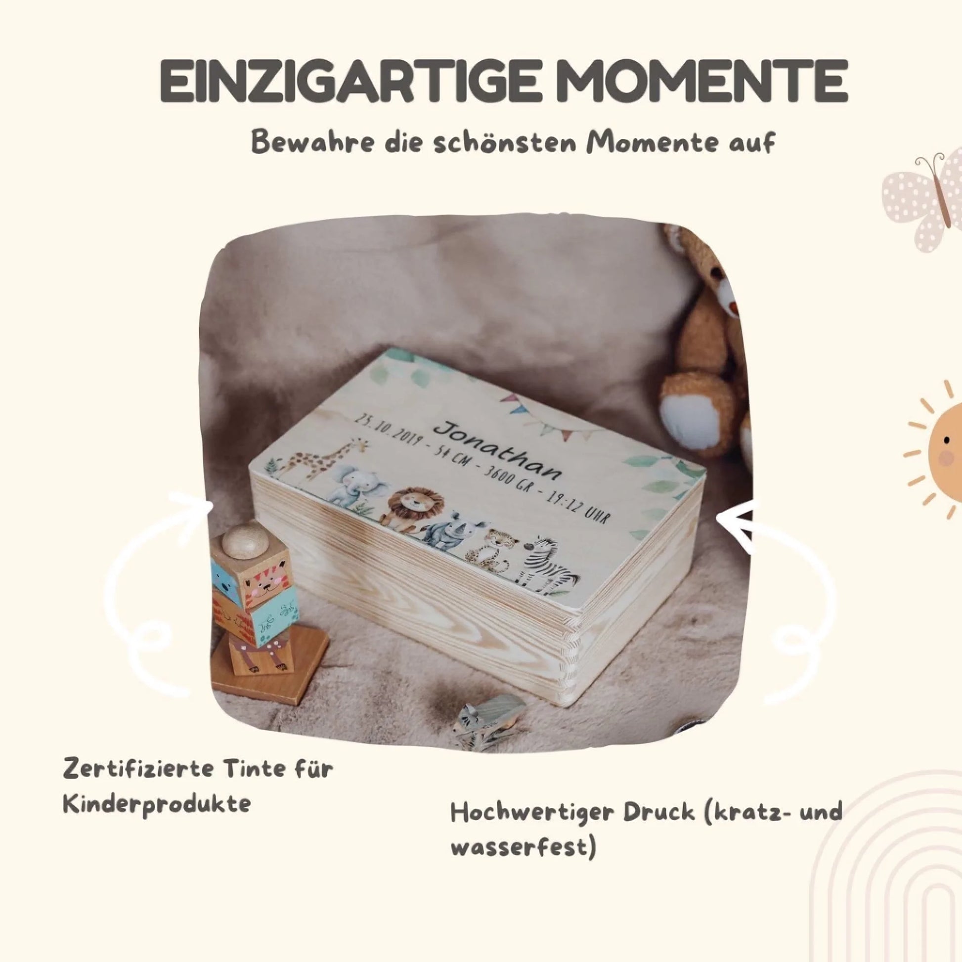 Personalisierte Erinnerungsbox aus Holz Explainer